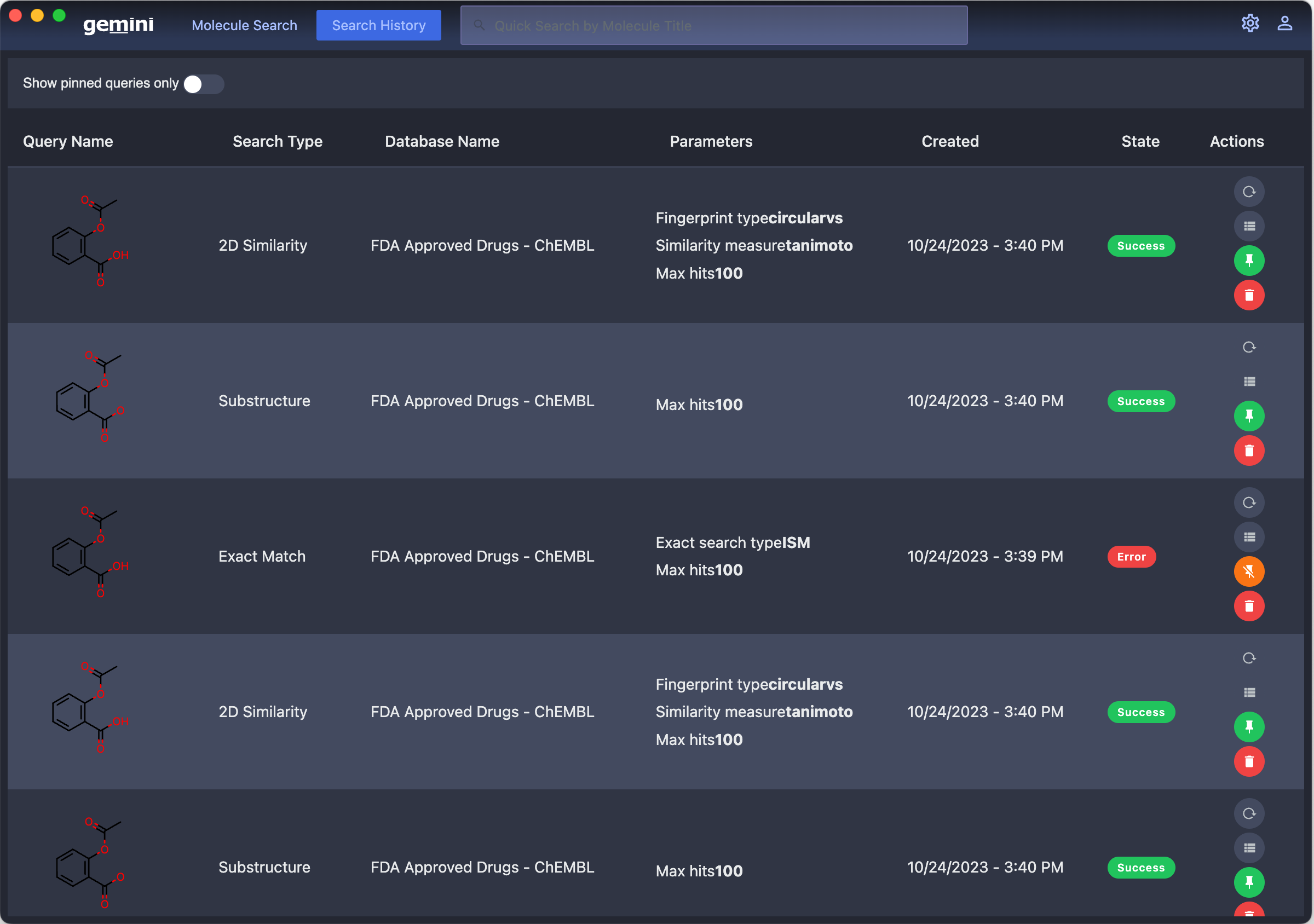 Gemini Molecule Sketcher and Molecule Search. Electron App