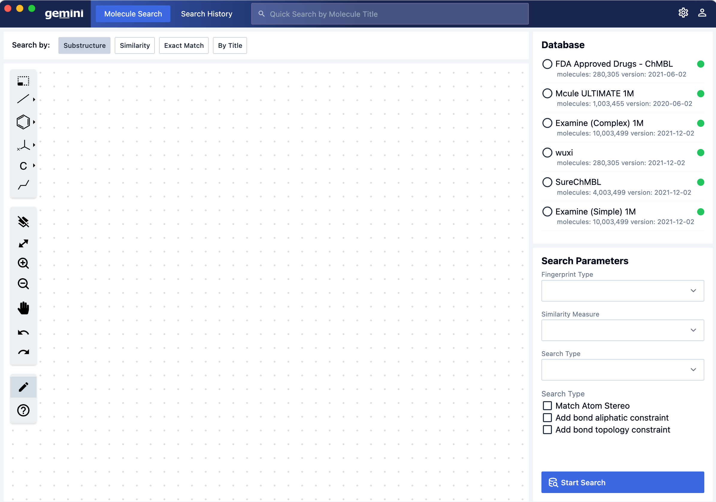 Gemini Molecule Sketcher and Molecule Search. Electron App